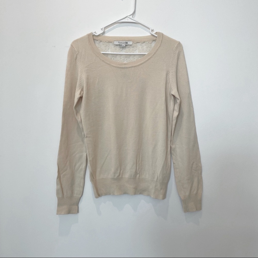 NWT Cream white top with lace backing in Size S